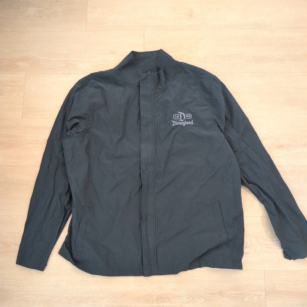 Disney Parks Mens XL Disneyland 1955 Full Zip Windbreaker Coach Jacket Black